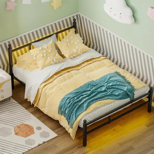 Miniatura 7 de Fixwal Base de cama de tamaño matrimonial con estación de carga, marco de cama de metal con puerto y toma de corriente
