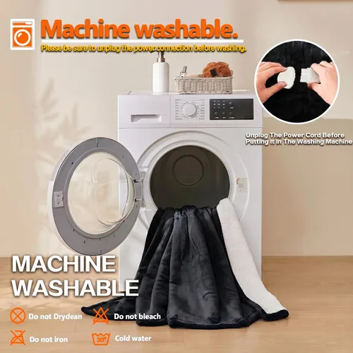 Miniatura 8 de Manta térmica portátil con mangas y bolsillo para el pie, manta térmica de calentamiento rápido con 10 ajustes de calor apagado automático