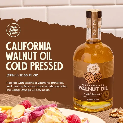 Miniatura 7 de Fresh Vintage Farms Aceite de nuez prensado en frío 100% sin diluir Aceite de cocina saludable, integral y nutritivo para cocinar, hornear, asar