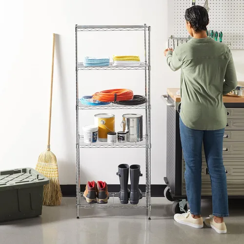 Miniatura 2 de Amazon Basics Estantería de almacenamiento ajustable de 5 estantes, (capacidad de carga de 200 libras por estante), estante de alambre organizador