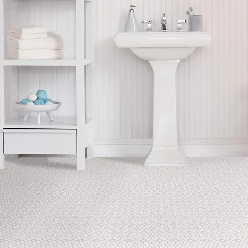 Miniatura 4 de FloorPops FP2946 Azulejos de Suelo Adhesivos con Diseño de Celosía, Blanco y Blanquecino