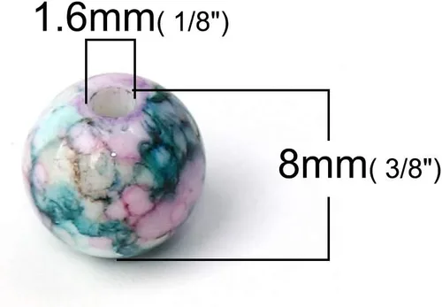 Miniatura 2 de 600 cuentas redondas de acrílico en patrones de salpicaduras, cuentas multicolor de 0.315 in con agujero de 0.063 in