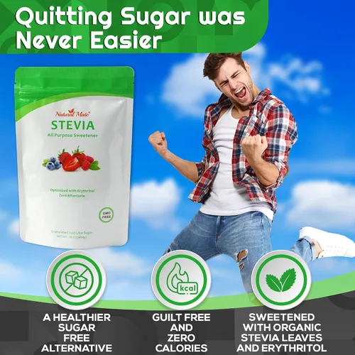 Miniatura 3 de Natural Mate Edulcorante sin calorías – Polvo granular orgánico de stevia mezclado con eritritol – Reemplazo de azúcar 2:1 para ceto, paleo, bajo IG