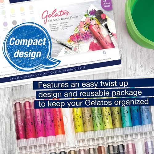 Miniatura 7 de Faber-Castell Gelatos Dolce 2 Set de regalo: 28 crayones de gel de acuarela y suministros de acuarela para pintura, dibujo y arte, lápices