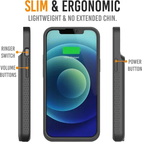 Miniatura 7 de Alpatronix Funda de batería para iPhone 13 Mini (5.4 pulgadas), funda protectora resistente y delgada portátil extendida con carga inalámbrica