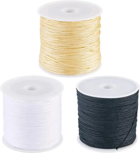 Miniatura 9 de Cheriswelry 100 yardas/rollo de cuerda trenzada de nailon de 0.031 in, color azul cielo claro, cordón de nudo chino, cuerda de cuentas