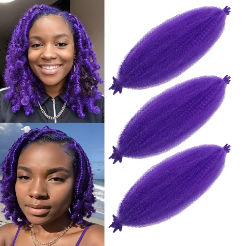 Miniatura 37 de Marley Twist - Cabello trenzado marrón Spring Twist de 18 pulgadas, cabello Marley para rastas suaves de imitación mariposa, cabello trenzado rizado
