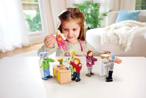 Miniatura 4 de Hape Juego familiar de muñecas caucasianas para casa de muñecas para niños