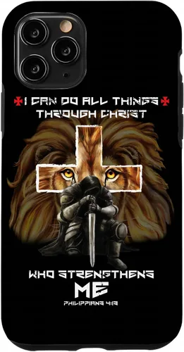 Miniatura 25 de Fundas para iPhone 11 Christian Phone Cases Men Bible Verse Philippians 4:13 Lion Case