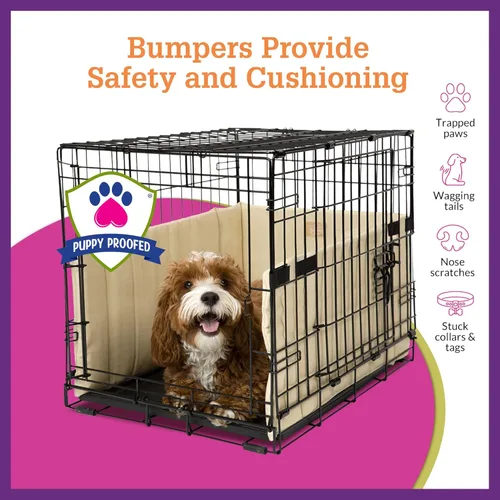 Miniatura 7 de Pet Dreams Funda para jaula de perro - Forro cómodo y protector de cola para perro para dentro de la jaula, se ajusta a jaulas iCrate 18, 24, 30