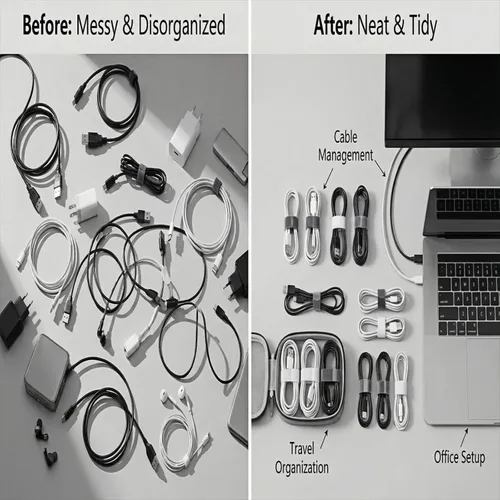 Miniatura 7 de Sujetacables de gancho y bucle, organización de cables debajo del escritorio, nuevo tipo ajustable de gancho estable, artículos esenciales