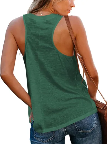 Miniatura 3 de Sunborui Camiseta sin mangas con cuello en V para mujer, estilo casual, básica, color liso