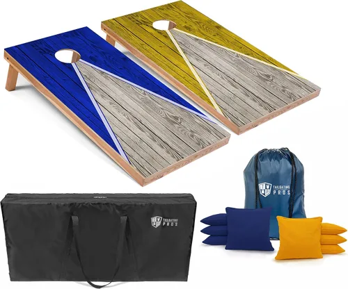Miniatura 45 de Tailgating Pros Juego de tablero de Cornhole ligero con diseño piramidal con bolsas de frijoles y estuche de transporte, juego de cornhole