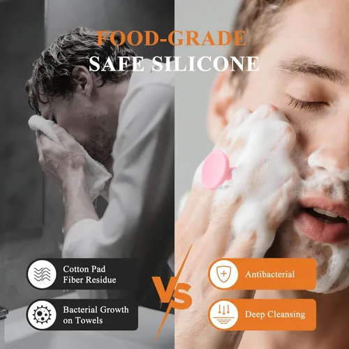 Miniatura 4 de VWMYQ Exfoliante Facial de Silicona para Hombres, Almohadilla Exfoliante Suave y Masajeador, Cepillo de Limpieza Facial de Silicona Cepillo de Rosado