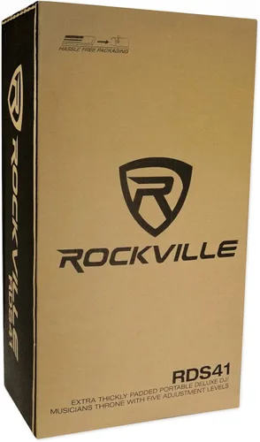 Miniatura 10 de Rockville RDS42 - Silla de guitarra DJ portátil ajustable con respaldo acolchado Foldable Steel Frame, 12" Padded Seat, Footrest, 300 lb Capacity