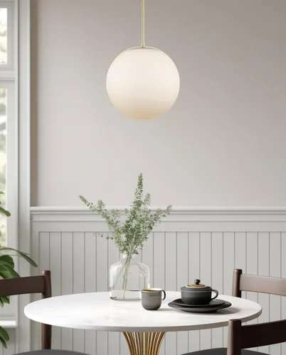 Miniatura 5 de Kira Home Ceres - Lámpara colgante de orbe de 14 pulgadas de estilo moderno de mediados de siglo con difusor esmerilado blanco mate suave, acabado