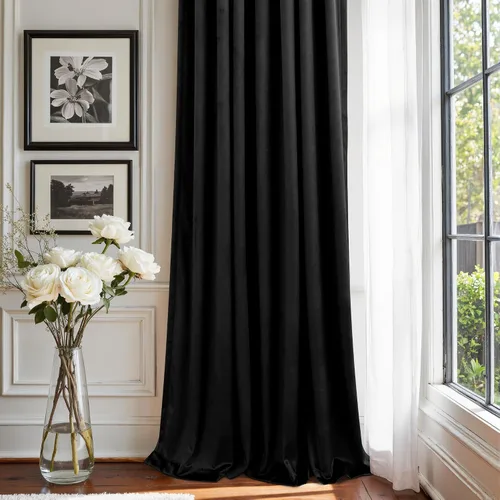 Miniatura 5 de Cortinas de terciopelo opacas para oscurecer la habitación de 63 pulgadas de largo para sala de estar, comedor, 2 paneles, privacidad pesada