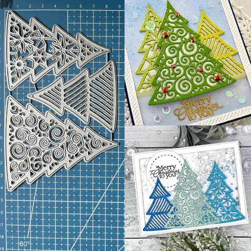 Miniatura 50 de Plantillas de corte de metal para Navidad DIY, plantilla de estampado en relieve para álbum de recortes, creación de tarjetas, molde para álbum