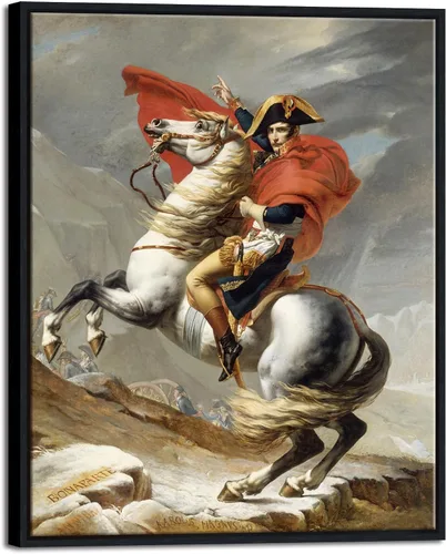 Miniatura 10 de Wieco Art Napoleón enmarcado cruzando los Alpes de Jacques-Louis David pinturas al óleo, reproducción abstracta de impresiones en alta definición