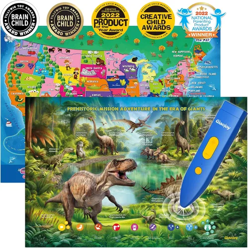 Miniatura 11 de Qiaojoy Bilingüe interactivo para niños que hablan de Estados Unidos mapa para aprendizaje de niños, juegos de geografía, mapa electrónico