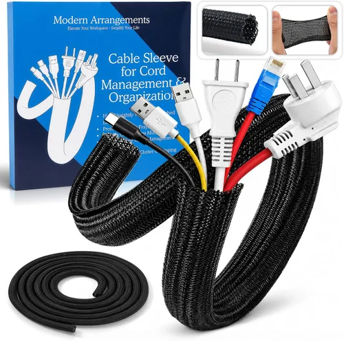 Organizador de cables y organizador de cables para escritorios, cubierta de gestión de cables para envolver y proteger cables desordenados para