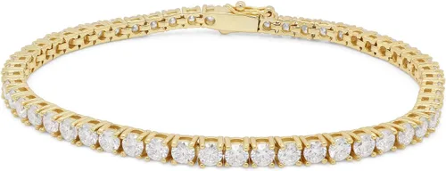 SAVEARTH DIAMONDS Pulsera de tenis de moissanita de corte redondo de 0.118in en oro de 14 quilates sobre plata de ley para mujer (color G-H,