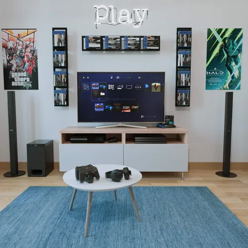 Miniatura 4 de You Have Space Estante de almacenamiento de CD y DVD para pared, estante de almacenamiento de medios de almacenamiento de 34 pulgadas y organizador