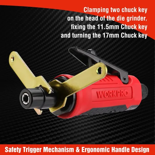 Miniatura 5 de WORKPRO Amoladora neumática recta de 1/4 pulgadas, 25000 RPM, molinillo de troquel alimentado por aire para moler, cortar, pulido, reparación