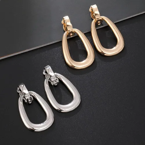 Miniatura 6 de Matte Gold Silver Large Clip On Earrings for Women Statement Earrings