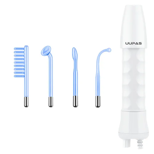 Miniatura 8 de UUPAS - Varita facial de alta frecuencia, portátil de mano 4 en 1, máquina facial azul de alta frecuencia con 4 tubos azules diferentes para uso