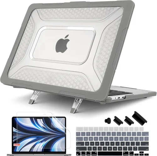 Batianda Funda resistente mejorada para MacBook Air de 15 pulgadas M5 2026 2025 M4 2024 2023, TPU híbrido de panal + armadura de PC mate con soporte