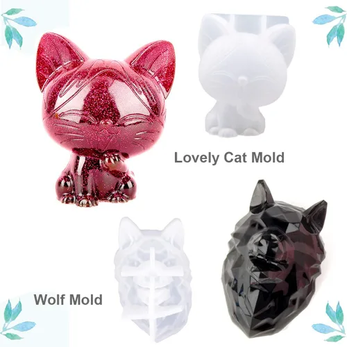 Miniatura 5 de EuTengHao Juego de 20 moldes de resina de animales 3D, incluye 8 moldes de fundición de resina, moldes grandes de silicona epoxi transparente, 2