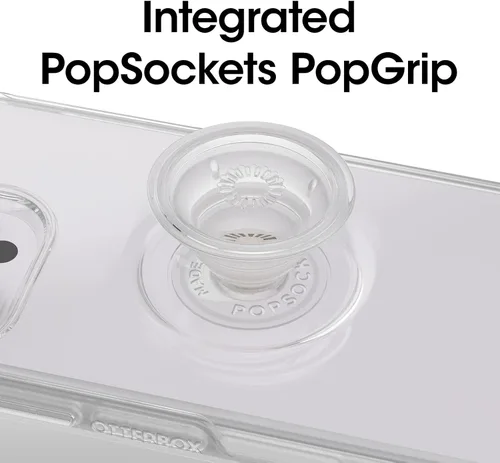 Miniatura 3 de OtterBox Funda Clara de la Serie Symmetry Otter + Pop para iPhone 14 Pro (SOLAMENTE) - Clara, PopGrip PopSockets Integrado, Delgada, Apta