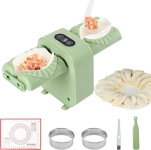 Miniatura 7 de Molde Automático para Hacer Dumplings de Doble Cabezal para el Hogar, Prensa para Hacer Dumplings con Almohadilla de Amasado, 2 Herramientas