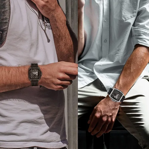 Miniatura 5 de Rembyga Relojes de pulsera para hombre con esfera luminosa y correa de silicona casual