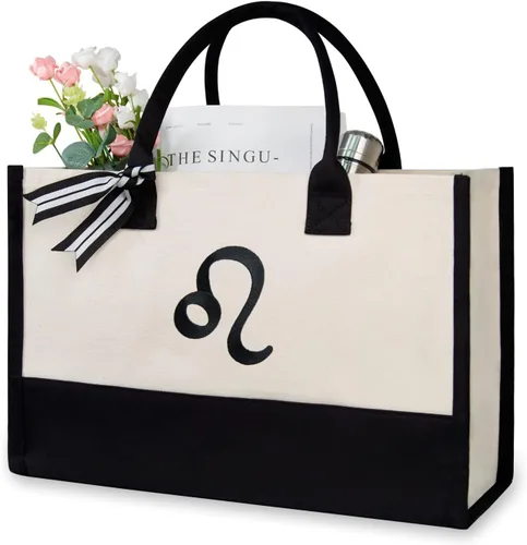 Miniatura 27 de TOPDesign - Bolso de playa de lona con inicial personalizada, bolsa de regalo con monograma, para mujer