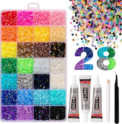 Miniatura 15 de 15000 diamantes de imitación con parte trasera plana para manualidades, cristales de colores mixtos de 0.118 pulgadas, gemas de resina con purpurina