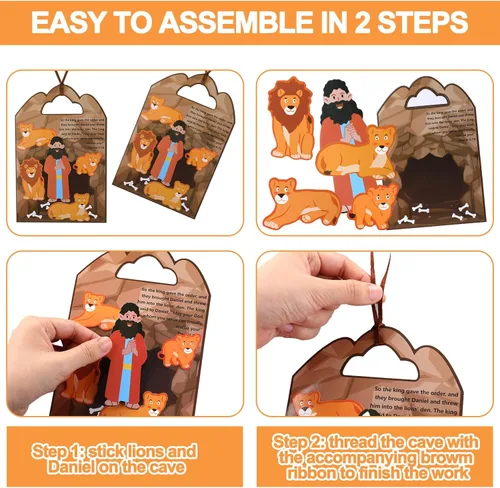 Miniatura 4 de Syhood Juego de 24 piezas de manualidades Daniel y la fosa de los leones, kit de manualidades religiosas para escuelas dominicales, VBS
