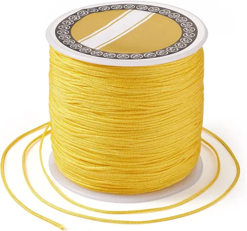 Miniatura 24 de Pandahall - Cordón de nailon para joyería de 109 yardas, cuerda de anudación china de hilo de macramé para joyería Kumihimo (vara dorada)