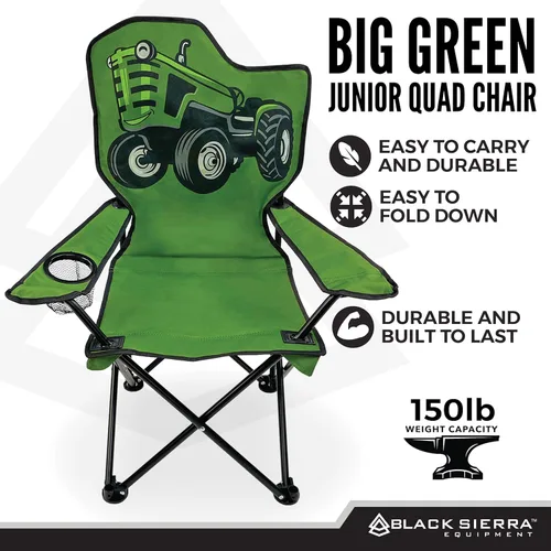 Miniatura 5 de Black Sierra Silla de campamento para niños, asiento plegable para niños que soporta 150 libras, silla de césped portátil para exteriores, incluye