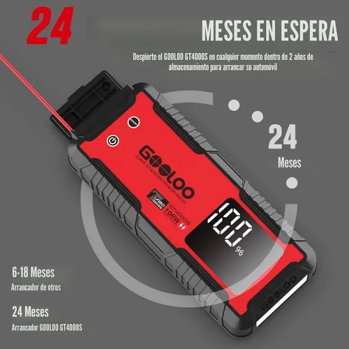 Miniatura 6 de GOOLOO GT4000S - Arrancador de batería para automóvil de 12 V, 4000 amperios, carga rápida bidireccional de 100 W, para motores diésel de 2.6