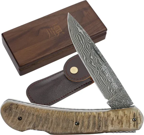 Miniatura 10 de YOUSUNLONG Cuchillo de bolsillo plegable de 7.480 in - Cuchillo de transporte diario - Cuchillo de una mano con funda de cuero y caja de cuchillos