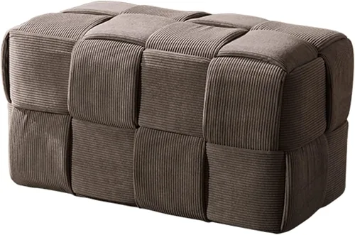 Miniatura 13 de QQXX Puf otomano tejido hecho a mano, taburete tapizado de terciopelo, moderno reposapiés cuadrado acolchado para sala de estar, dormitorio, entrada
