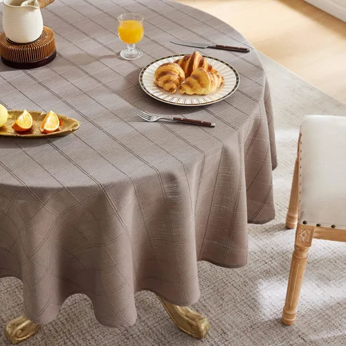 Miniatura 22 de ZeeMart Mantel (beige, redondo de 52 pulgadas)