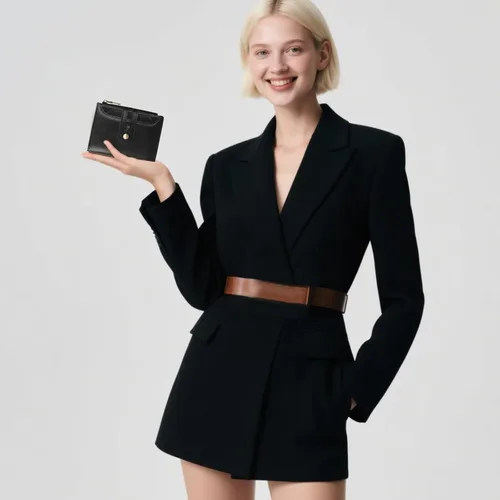 Miniatura 7 de GOIACII Cartera pequeña de cuero para mujer, tarjetero con bloqueo RFID y bolsillo para monedas con cremallera