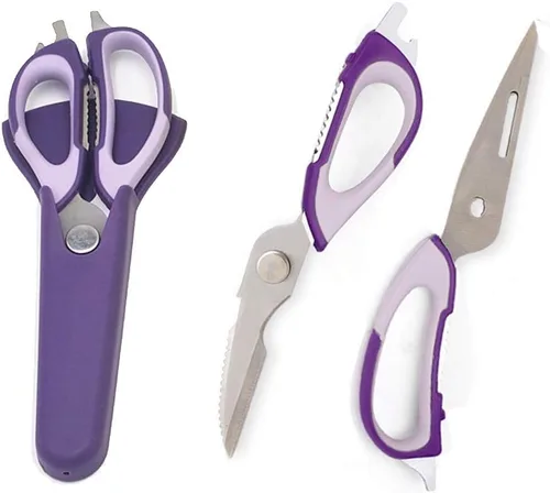 Miniatura 11 de Tijeras multifuncionales para alimentos de cocina, tijeras culinarias desmontables de acero inoxidable resistentes, tijeras 7 en 1 para el hogar