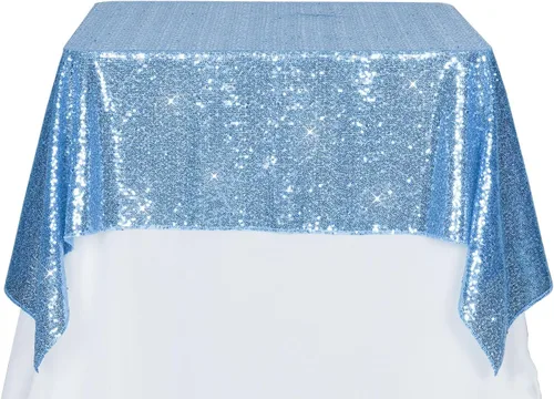 Miniatura 196 de PartyDelight Mantel de lentejuelas redondo de 50 pulgadas, color dorado claro, adorno de mesa para decoración de bodas, fiestas, cumpleaños