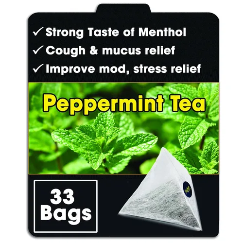 Miniatura 14 de Bolsas de té de menta verde pirámide con cuerda, dulces y delicadas de mentol, hojas de menta verde prémium
