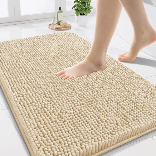 Arotive Alfombras de baño de felpilla extrasuaves y absorbentes, de 24 x 16 pulgadas, lavables a máquina, parte trasera de goma antideslizante, para