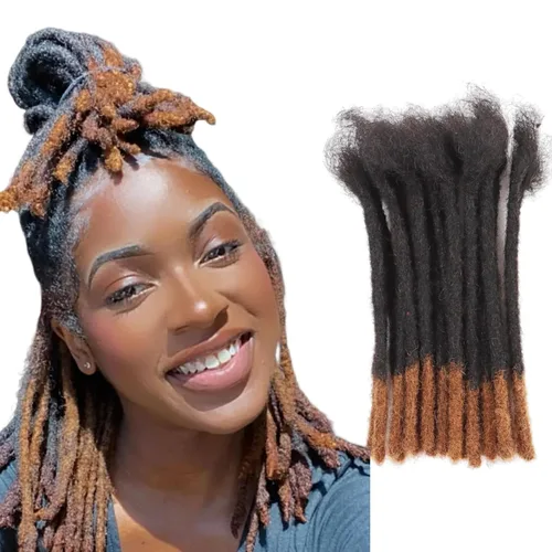 Miniatura 28 de Viovian Extensiones de rastas de 0.23 pulgadas de cabello humano de 6 pulgadas, 20 hebras ombré, extensiones de cabello humano para hombres, 1b/27